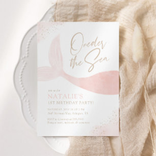 Invitation Une fille de sirène rose de mer fête d'anniversair