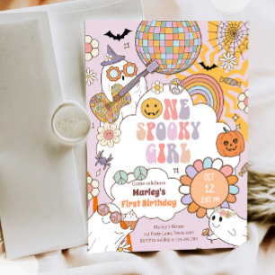 Invitation Une fille Éffrayante Rétro Halloween Premier anniv