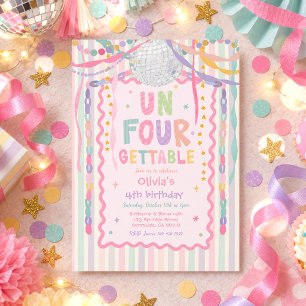 Invitation Une fille fantaisiste inoubliable fête son 4ème an