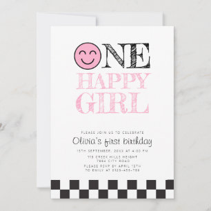 Invitation Une Fille Heureuse Joyeuse Visage rose