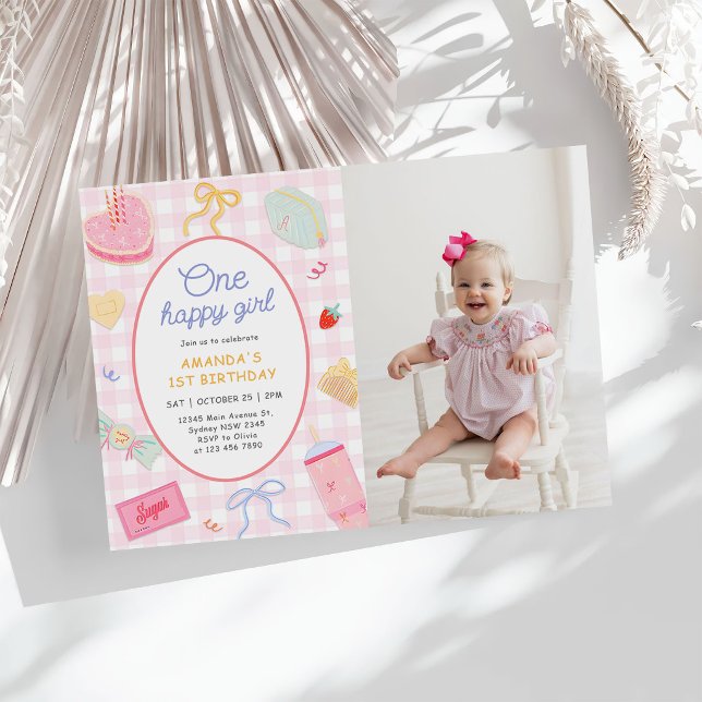 Invitation Une fille heureuse Photo de fête d'anniversaire de (Créateur téléchargé)