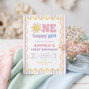 Invitation Une fille heureuse Sunshine 1er anniversaire