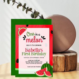 Invitation Une fille pastèque One In A Melon pour son 1er ann