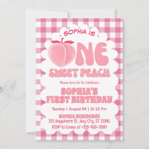 Invitation Une Fille Pêche Sucrée 1er Anniversaire
