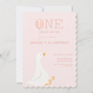 Invitation Une fille rose d'oie sotte 1er anniversaire