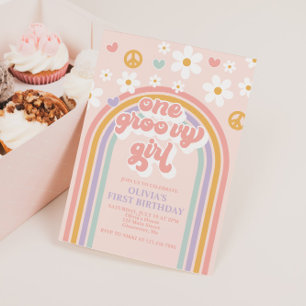 Invitation Une fille super Rainbow pour son 1er anniversaire