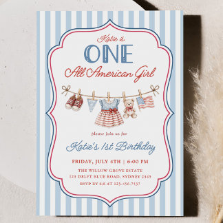 Invitation Une fille tout à fait américaine 1er anniversaire 