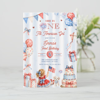 Invitation Une fille tout à fait américaine 1er anniversaire