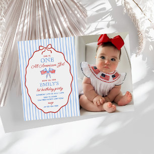 Invitation Une fille tout à fait américaine 4 juillet  1er an