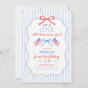 Invitation Une fille tout à fait américaine Fête du 14 juille