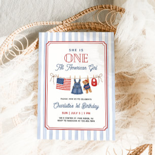 Invitation Une fille tout à fait américaine pour un 1er anniv