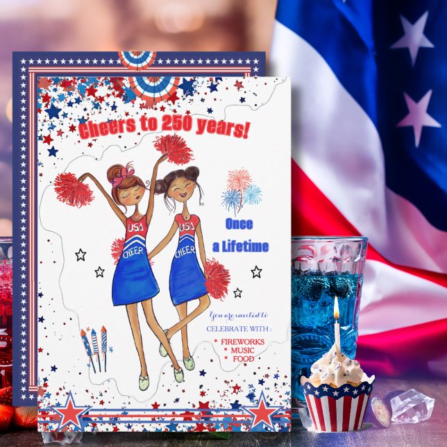 Invitation Une fois dans une vie - 250e anniversaire des État (Once a Life TIME US 250th Anniversary High Spirit Invitation)