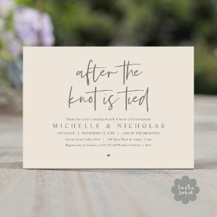 Invitation Une fois le noeud noué, Moderne Post Mariage Brunc