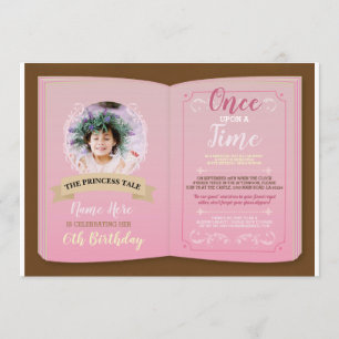 Invitation Une Fois, Photo Anniversaire Pink Story Book