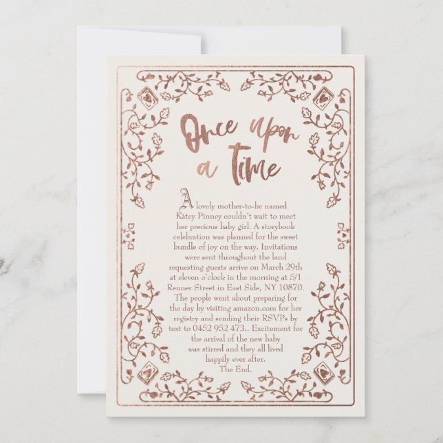 Invitation Une Fois Sur Un Baby shower De Histoire (Devant)