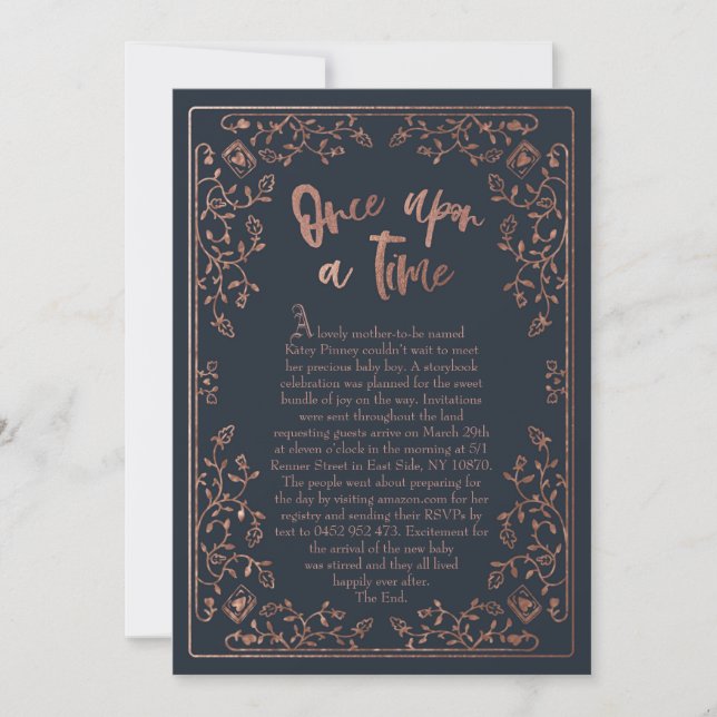 Invitation Une Fois Sur Un Baby shower De Histoire (Devant)
