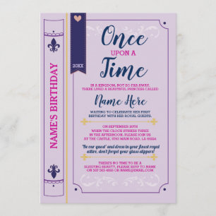 Invitation Une Fois Un Livre D'Anniversaire Princesse