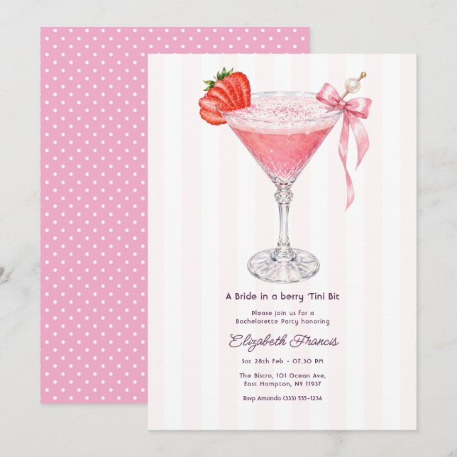 Invitation Une future mariée dans un tout petit peu Préppy Co (Devant / Derrière)