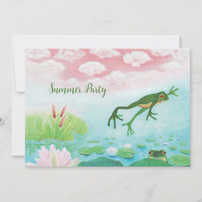 Invitation Une Grenouille S'Enfonce Dans La Fête D'Été De L'É (Devant)