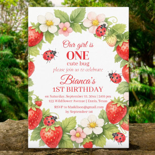 Invitation UNE jolie coccinelle pour un 1er anniversaire