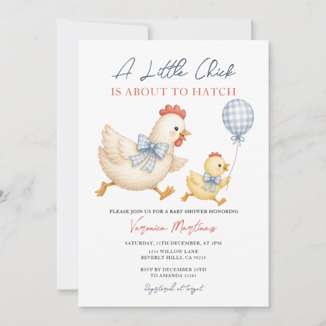 Invitation Une jolie petite poussin est sur le point d'éclore (Devant)