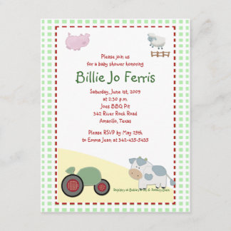Invitation Une journée sur le Baby shower de la ferme Barnyar