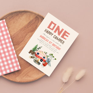 Invitation Une joyeuse Camper Woodland Girls 1er Anniversaire