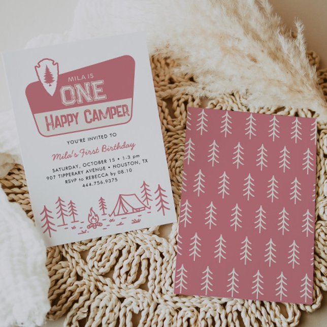 Invitation Une joyeuse campeuse pour son 1er anniversaire de  (Créateur téléchargé)