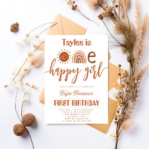 Invitation Une joyeuse fille Boho Rainbow Sunshine Anniversai