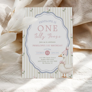 Invitation Une joyeuse oie florale 1er anniversaire