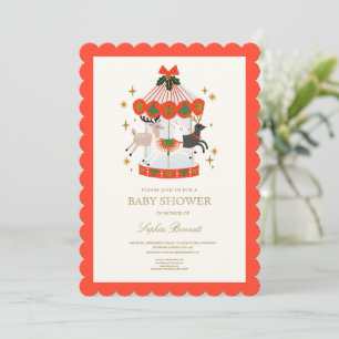 Invitation Une joyeuse petite Baby Shower Carrousel de Noël