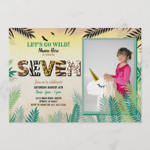 Invitation Une jungle 7e fête d'anniversaire 7 Safari ZOO Pho