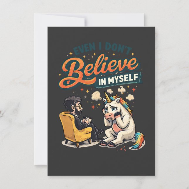 Invitation Une licorne découragée en thérapie (Devant)