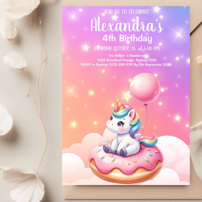 Invitation Une licorne magique et une fête d'anniversaire arc (Créateur téléchargé)