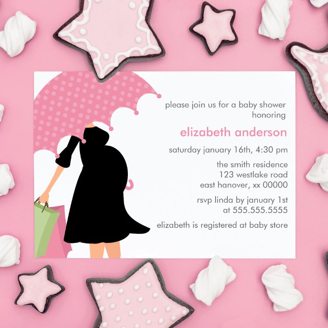 Invitation Une Maman Pink Parapluie Pour Être Fille Baby show (Créateur téléchargé)