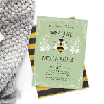 Invitation Une maman rustique neutre pour être bébé douche d'<br><div class="desc">Célébrez la maman et le bébé d'être avec cette invitation verte sage, sans sexe, jeu intelligent sur les mots et doucement rustique illustration d'abeille avec tourbillons et détails floraux plus élégante typographie. Le texte est facile à personnaliser et pour encore plus d'options personnalisées, utilisez le lien personnaliser pour le contrôle...</div>