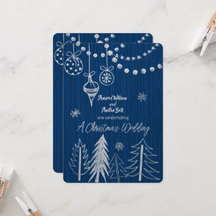 Invitation Une Marque Blanche Mariage De Noël Sur Bleu