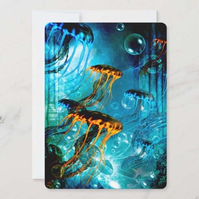 Invitation Une méduse formidable dans un monde sous-marin d'i (Devant)