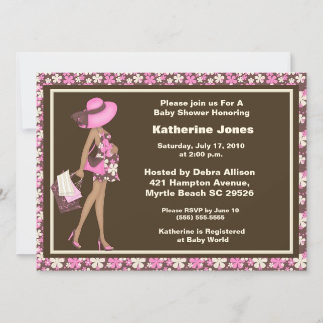 Invitation Une mère afro-américaine Baby shower sur invitatio (Devant)
