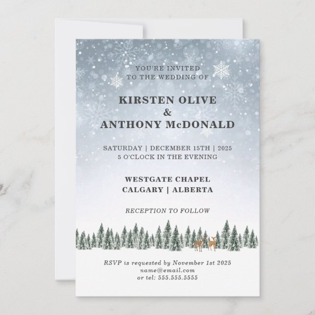 Invitation UNE MERVEILLE D'HIVER| Mariage (Devant)