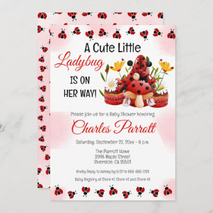 Invitation Une Mignonne Petite Ladybug Est En Chemin De Baby