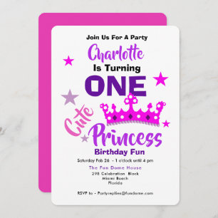 Invitation Une mignonne princesse 1er anniversaire Personnali
