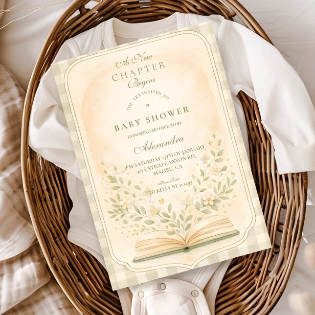 Invitation Une nouvelle étape Fête de bébé botanique (Créateur téléchargé)