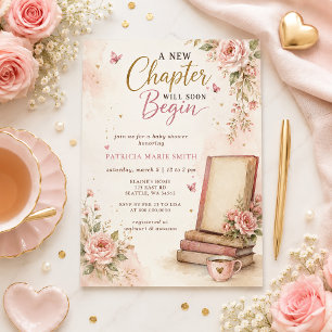 Invitation Une nouvelle histoire de chapitre livre Fille Baby