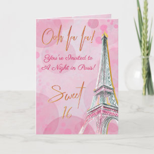 Invitation Une Nuit à Paris Rose Gold Tour Eiffel Sweet 16