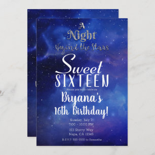 Invitation Une nuit au-delà des étoiles Starry Sweet 16 Party