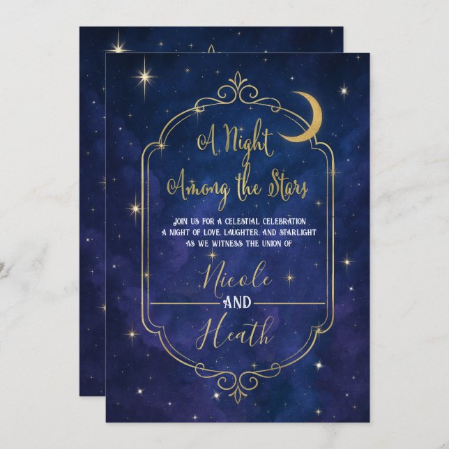 Invitation Une nuit parmi les Stars Celestial Mariage (Devant / Derrière)
