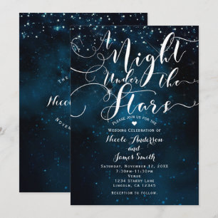 Invitation UNE NUIT SOUS LES ÉTOILES Ciel bleu étoilé Mariage