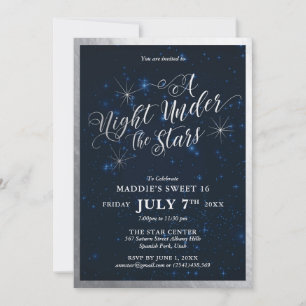 Invitation Une nuit sous les étoiles Sweet sixteen Silver