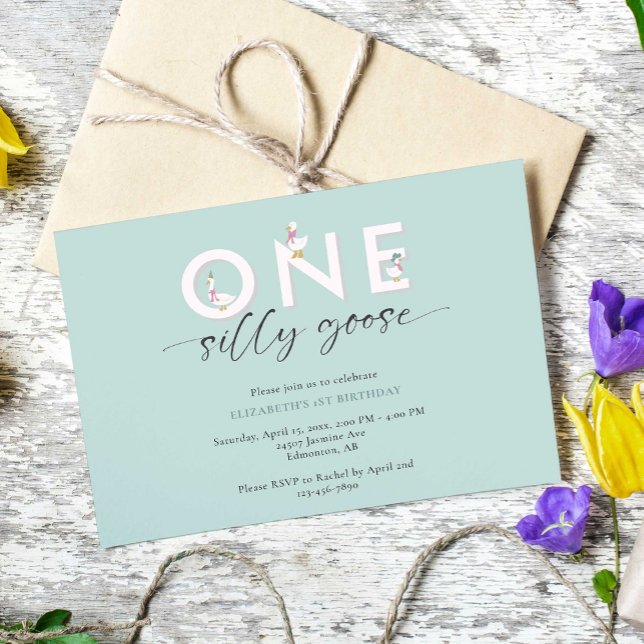 Invitation Une oie bête 1er anniversaire mignonne (Créateur téléchargé)